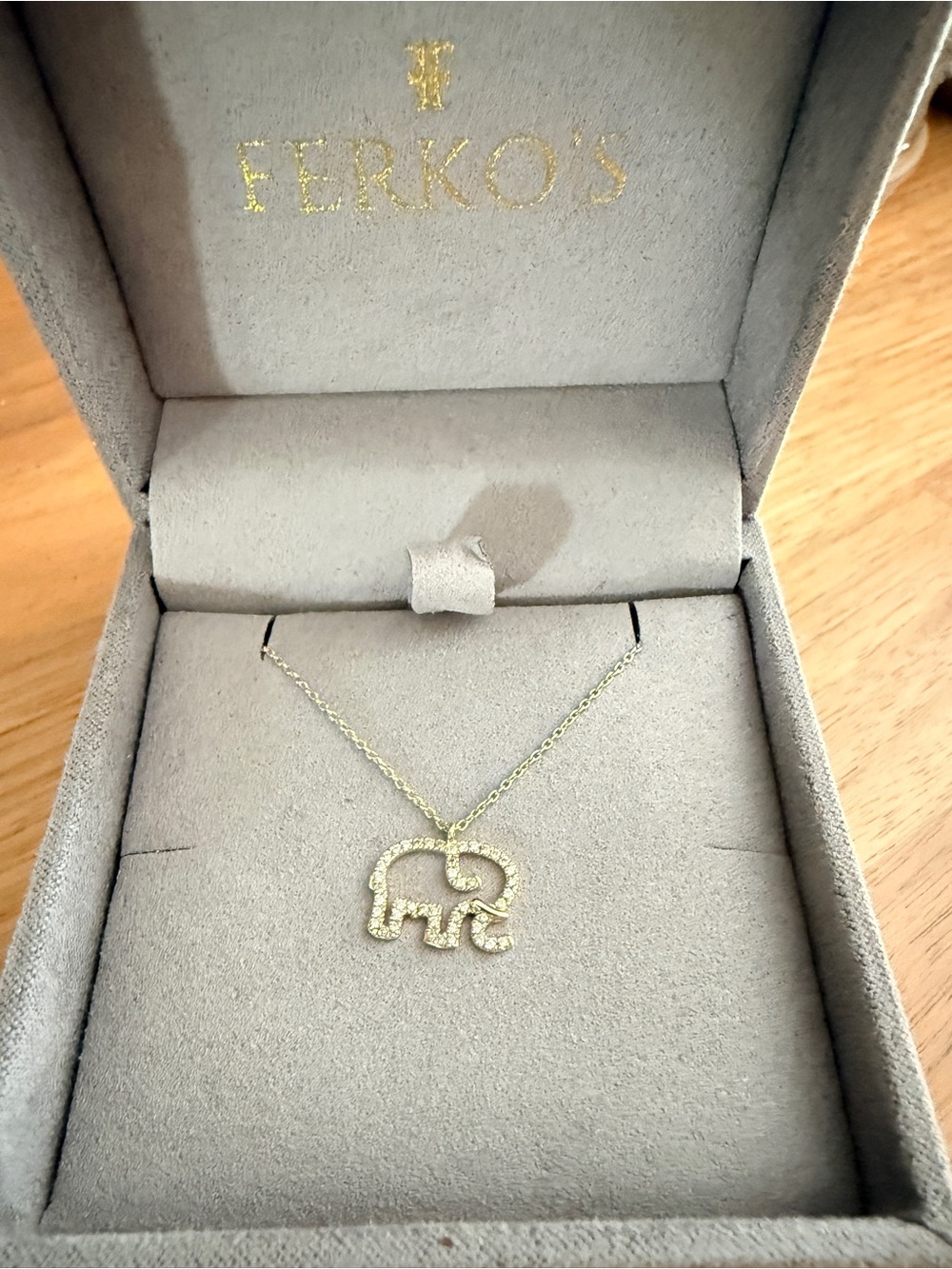 Ferko’s 14K Gold Diamond Elephant Charm Necklace